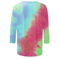 thumbnail image 4 of Jinhomg 3/4 Length Sleeve Tunic Tops for Women 2025 Trendy Tie Dye Print Crew Neck Tees Loose Comfy Going Out Wear Casual Pullovers Spring Saving Red S, 4 of 6