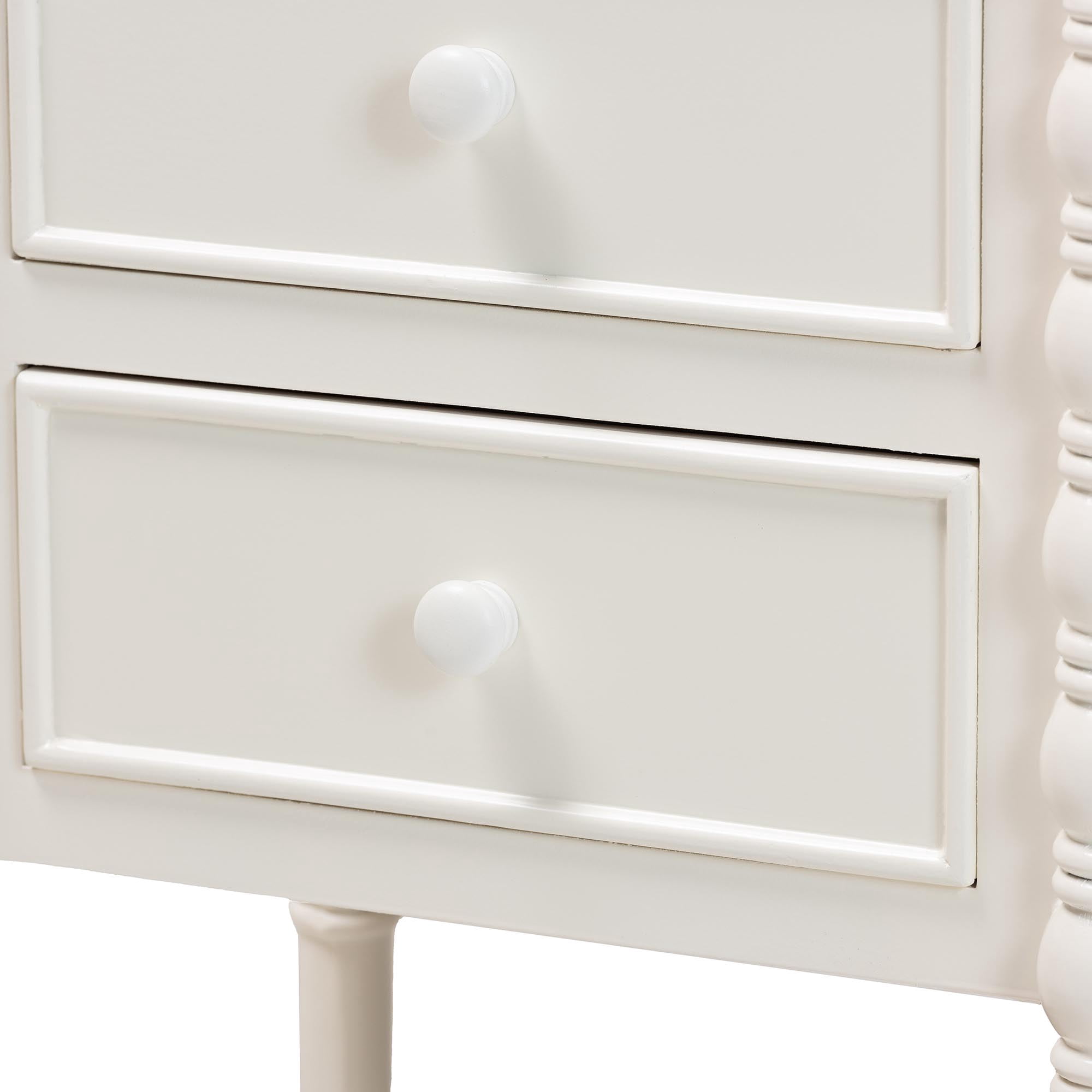 Baxton Studio Malinda Classic End Table, 3-Drawer, White