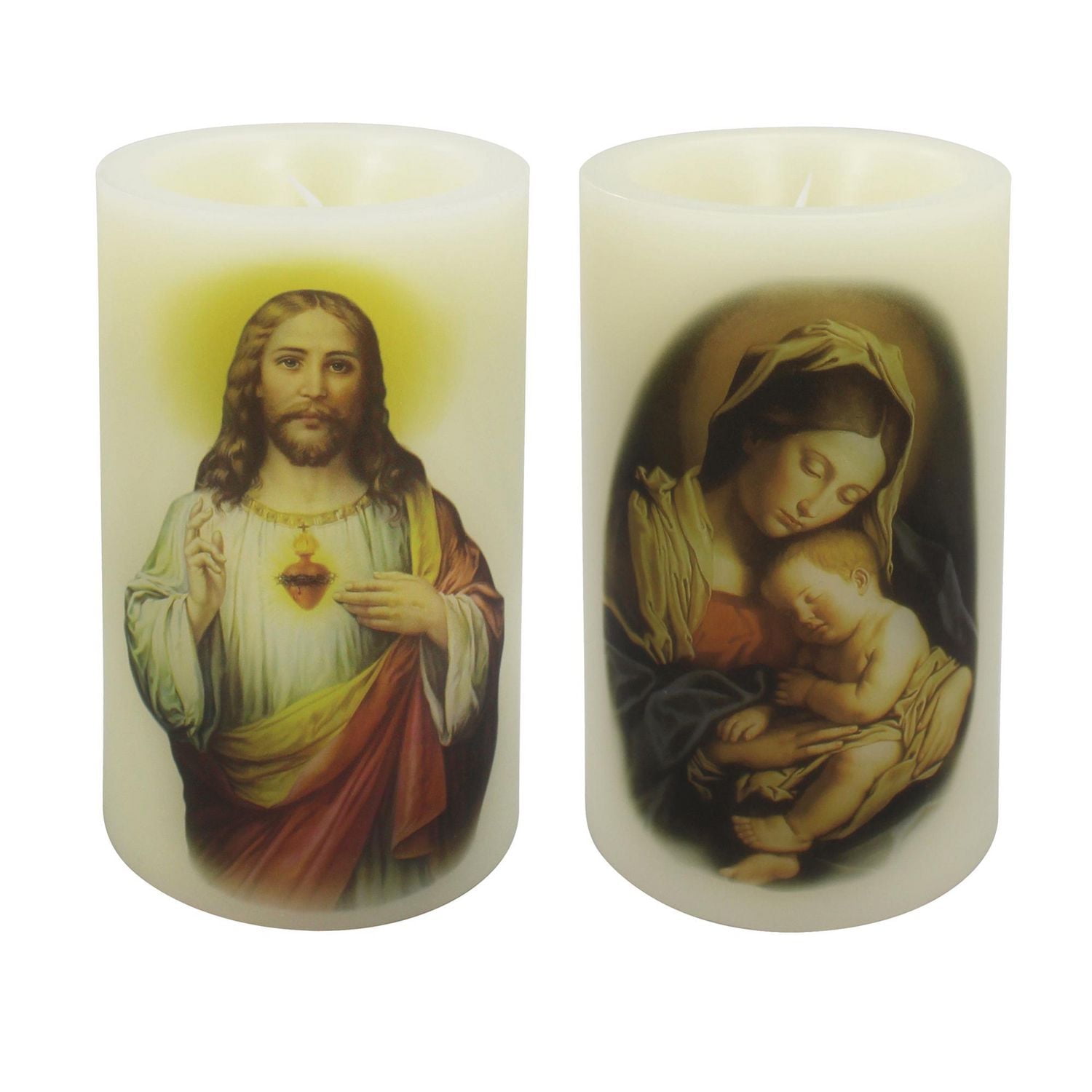 Mainstays 5" Unscented LED Wax Pillar Candle - Sacred Heart