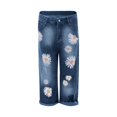 thumbnail image 2 of Vedolay Womens Summer Pants Fashion Casual Print Wide Leg Pants Trousers Dark Blue,L, 2 of 4