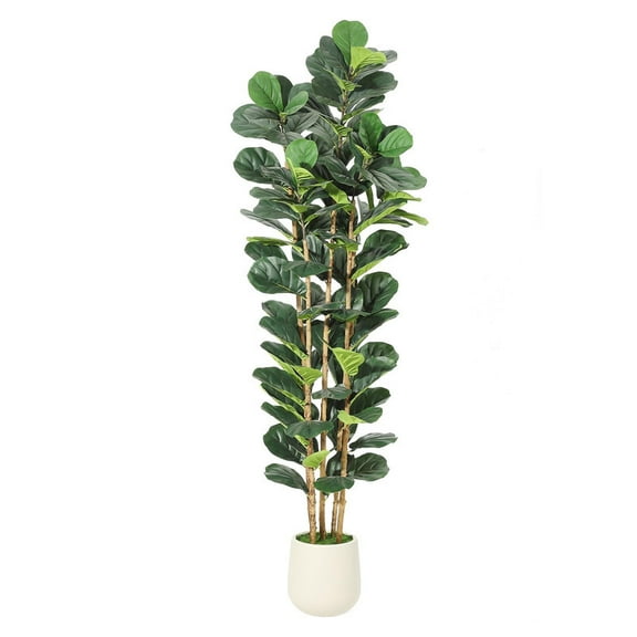 Towallmark 7FT Artificial Fiddle Leaf Fig Tree, Faux Ficus Lyrata Plant with Natural Trunk and Adjustable Leaves, Large Potted Indoor Tree for Home Office Decor Housewarming Gift