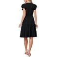 thumbnail image 3 of INSPIRE CHIC Summer Tiered Dress for Womens Notch Neck A-Line Flowy Knee Length Dresses M Black, 3 of 6