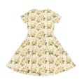 thumbnail image 4 of CCRFTGI Dresses for Kids Girls Size 10-12 Basic Short Sleeve 2026 Summer A Line Swing Skater Dress Cute Floral Print Dresses Party Girls Fashion Yellow 12-13 Years, 4 of 5