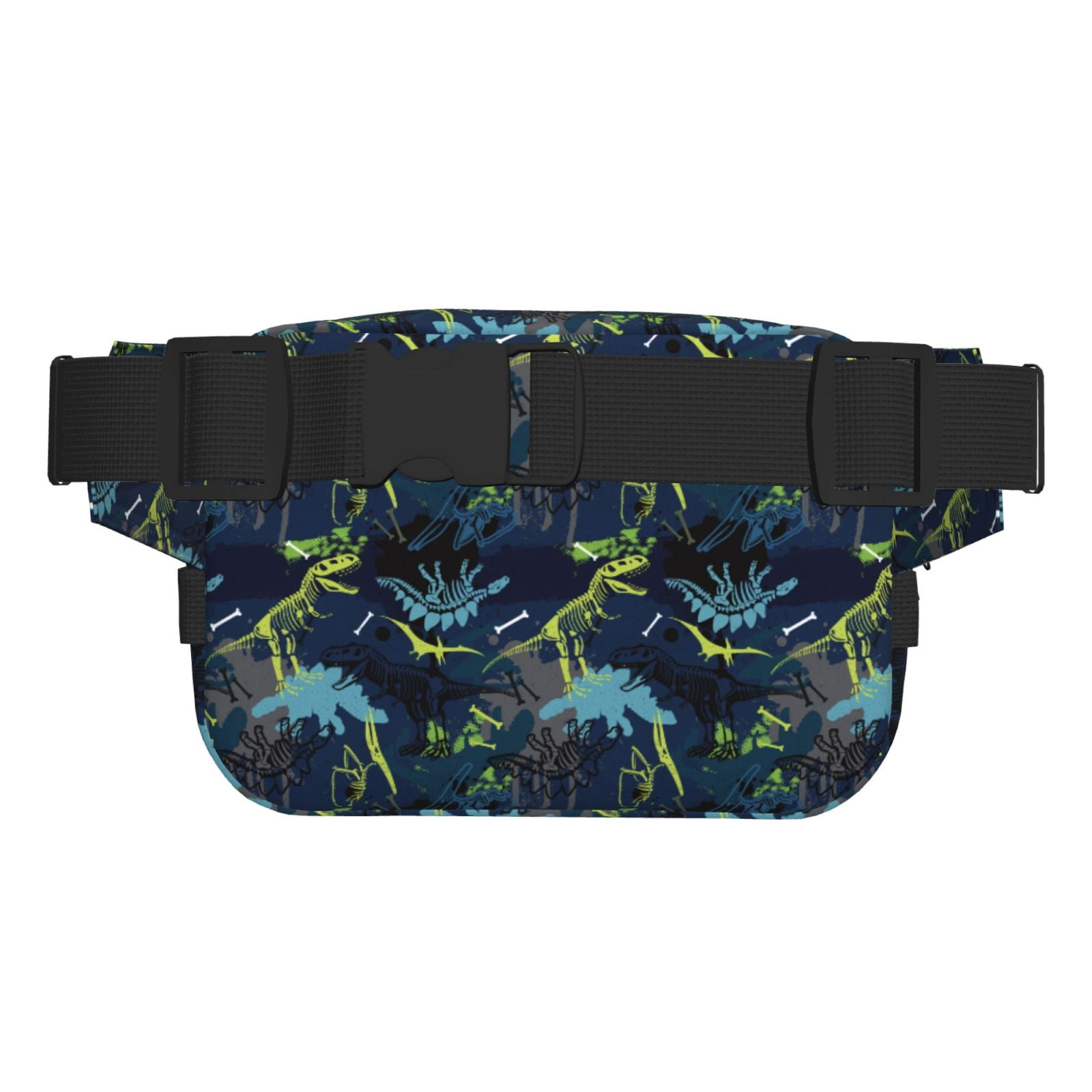 Fuzoiu Cartoon Dinosaur Print Unisex Square Double Layer Waist Bag,Crossbody Fanny Pack Travel Workout Accessory