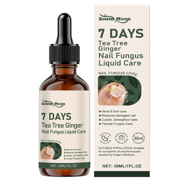 Tratamiento de 7 días con árbol de té y jengibre para hongos en las uñas. Líquido nutritivo y fortalecedor para un crecimiento más saludable.