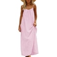 thumbnail image 5 of TaTaai Women's Fashion Linen-Like Plaid Backless Sleeveless Spaghetti Strap Flowy Long Sundress Casual Comfortable Summer Maxi Cami Dress Gift, 5 of 9