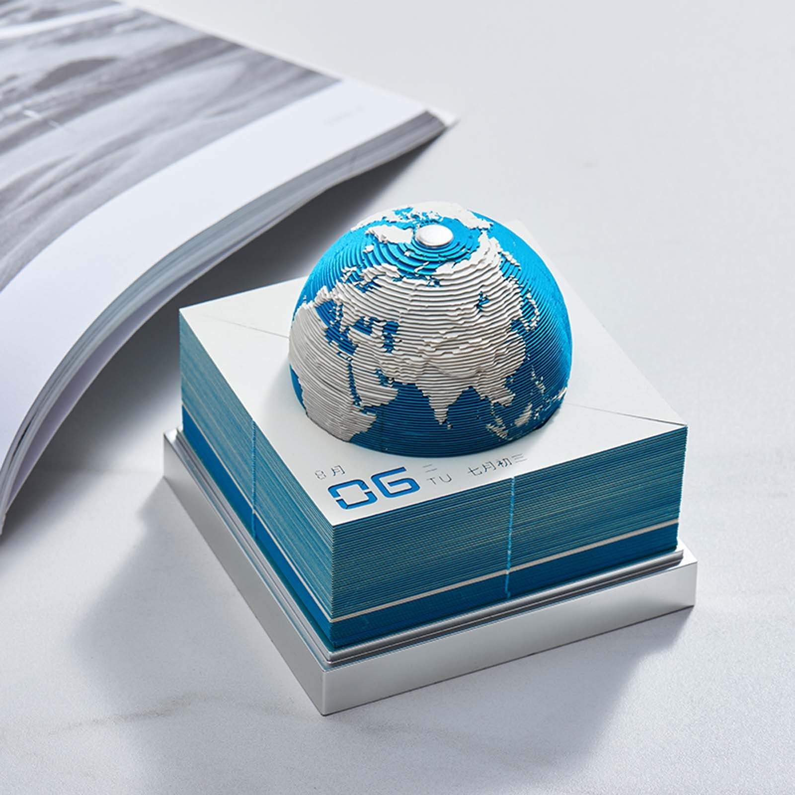 3D Art Calendar Memo Pad 2026,Creative Time Piece Calendar Earth with Light DIY Paper Carving Note Desktop Decoration Gift
