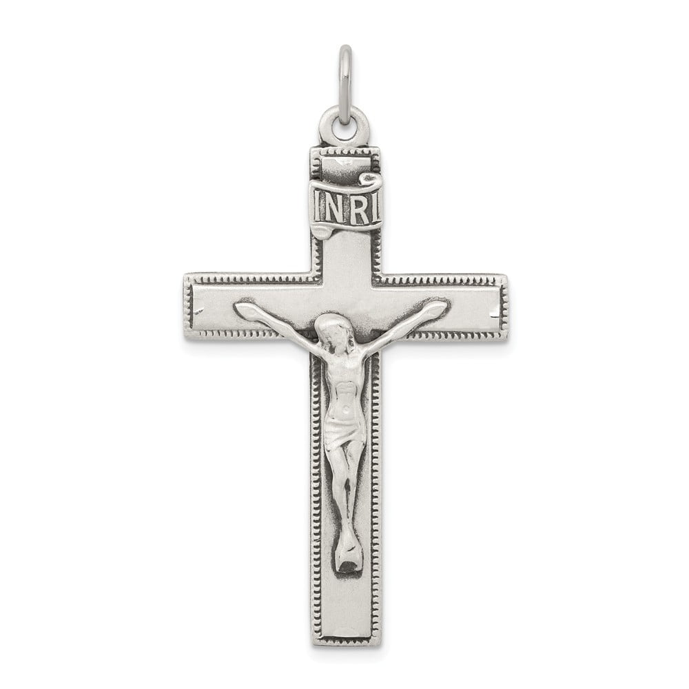 Sterling Silver Antiqued INRI Crucifix Pendant Sterling Silver Antiqued INRI Crucifix Pendant
