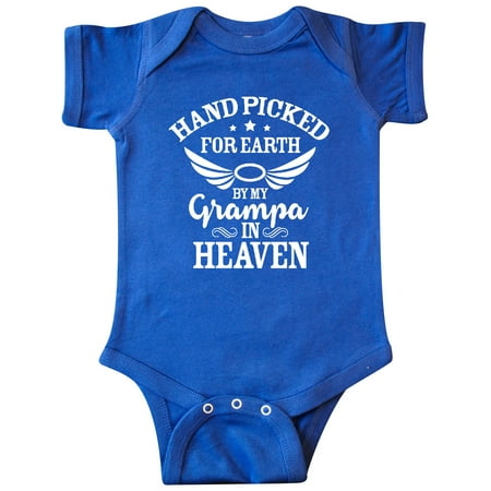 

Inktastic Handpicked for Earth By My Grampa in Heaven with Angel Wings Gift Baby Boy or Baby Girl Bodysuit