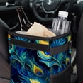 thumbnail image 6 of Peacock Feathers Foldable Car Trash Can with Lid, Leak-proof Hanging Storage Bag - Trash Can for Car, Car Garbage Can, 6 of 6