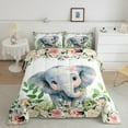 thumbnail image 4 of Manfei Kawaii Elephant 3 Pieces Queen Comforter Set,Pink Flower Bedding Sets,Floral Animal Bedding Comforter Set,Super Cozy Cartoon Room Decor,Reversible, 4 of 8