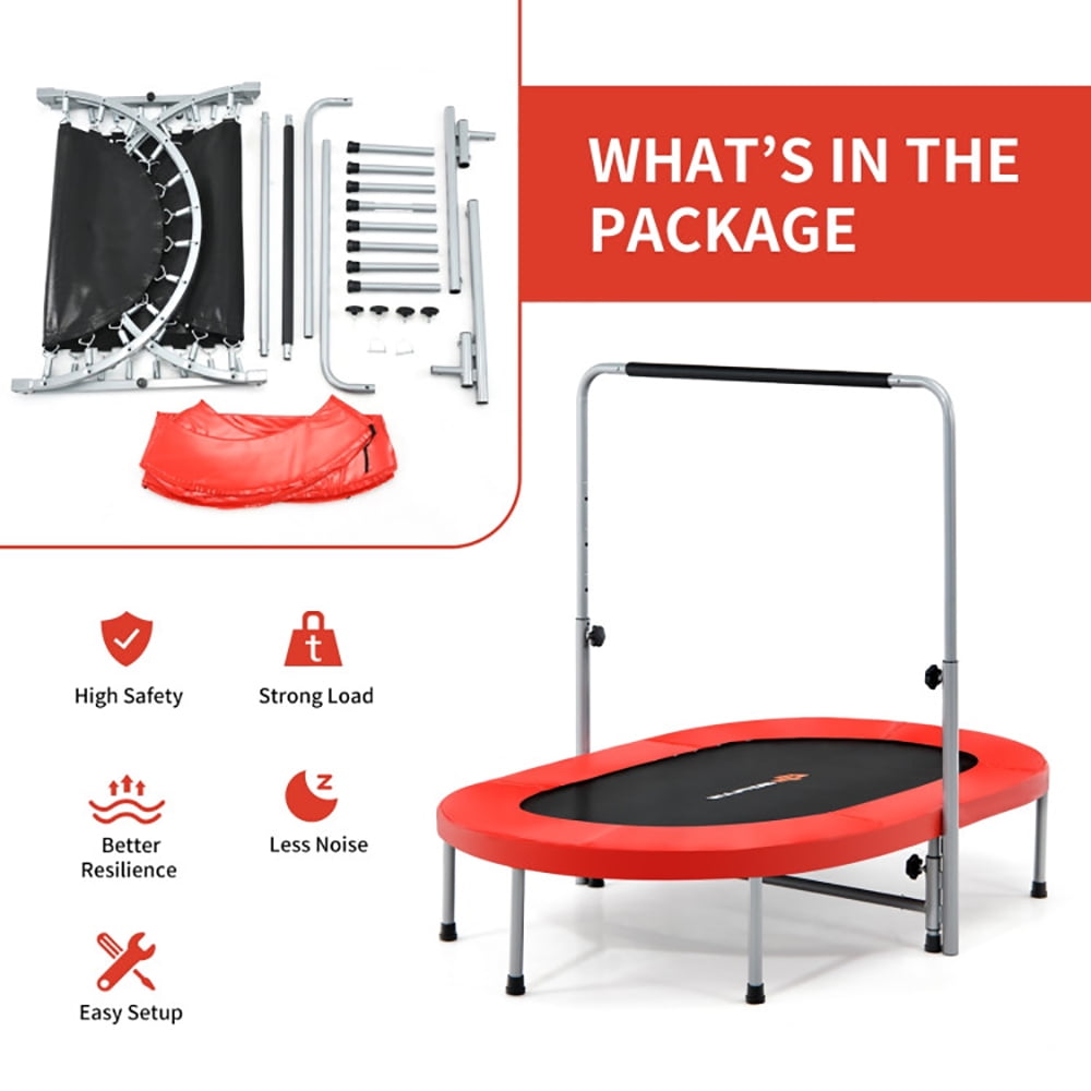 Aimee Lii 2-Person Foldable Mini Kids Fitness Rebounder Trampoline, Outdoor Kids Trampoline, Red
