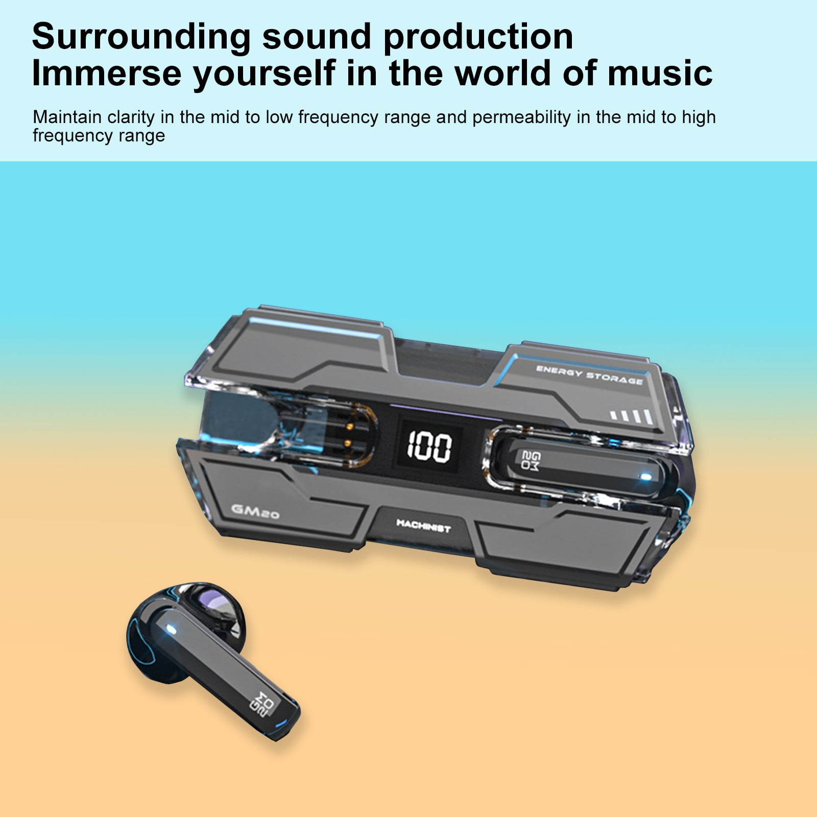 Wireless Earbuds Bluetooth 5.3 Headphones 90 Hrs Playtime Earbuds with Wireless Charging Case Power Display Over-Ear Earphones with Earhooks Waterproof Stereo Headset for Android Phone Workout,Black
