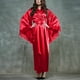 thumbnail image 2 of Gibobby Bata de seda para mujer Albornoz tipo kimono de satén Albornoz largo de boda para dama de honor con ribete de encaje(Rojo,XL), 2 of 4