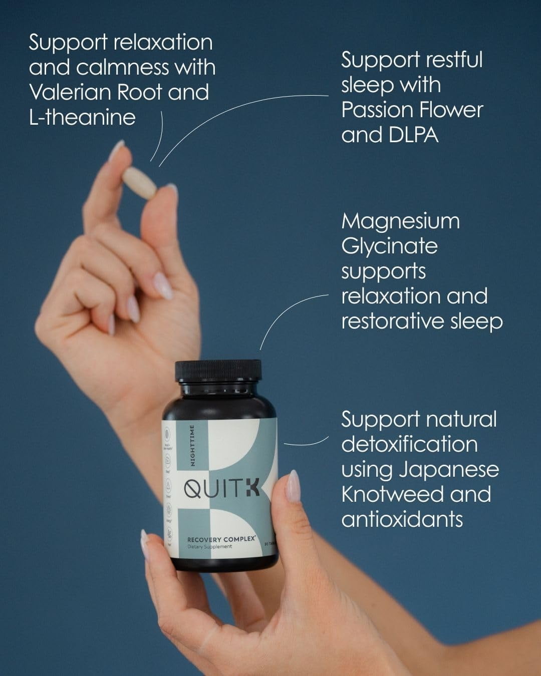 Withdrawal and Detox Support – QuitK Recovery Complex – Sleep, Energy, Stress, Mood, & Craving Support – Daily Supplement - Magnesium Glycinate, Ashwagandha, GABA, L-Theanine, Agmatine & More
