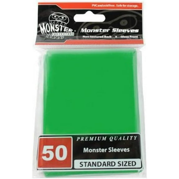 Monster Protectors Sleeves - 50 Standard Size Gloss - Green (Fits MTG Magic The Gathering and Other Standard Sized Gaming Cards)