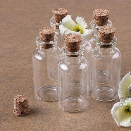 Masteelf 50pcs Mini Glass Bottles Jars with Cork Wish Note Craft Bottle (Clear)