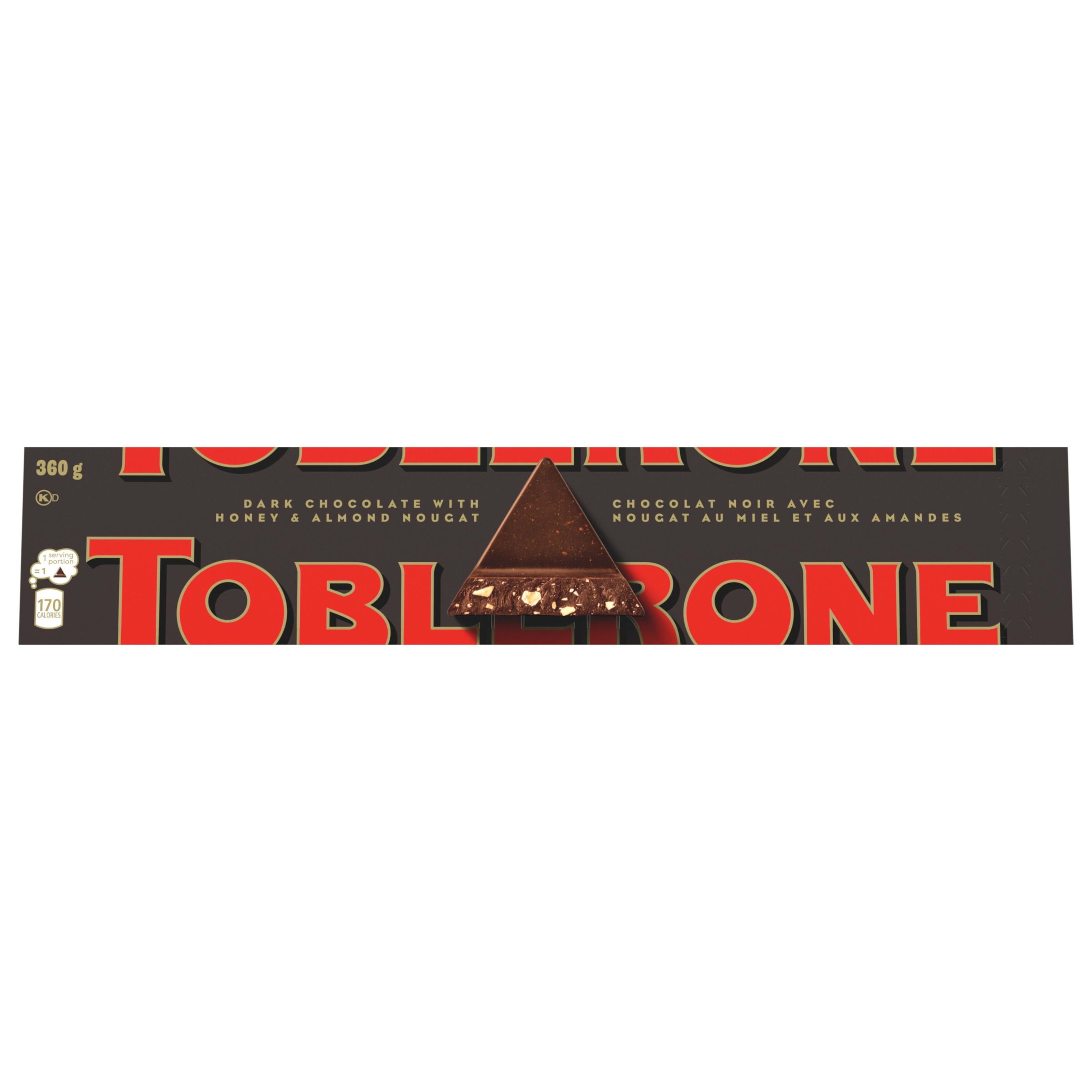 TOBLERONE, Dark Chocolate Bar with Honey and Almond Nougat, Holiday Chocolate, Holiday Gift, 360 g