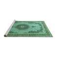 thumbnail image 2 of Ahgly Company Machine Washable Indoor Square Medallion Turquoise Blue Traditional Area Rugs, 8' Square, 2 of 4