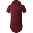 thumbnail image 1 of Sudadera con capucha Aiyino de manga corta para hombre, moderna, deportiva, S-5X, color rojo vino, 1 of 6