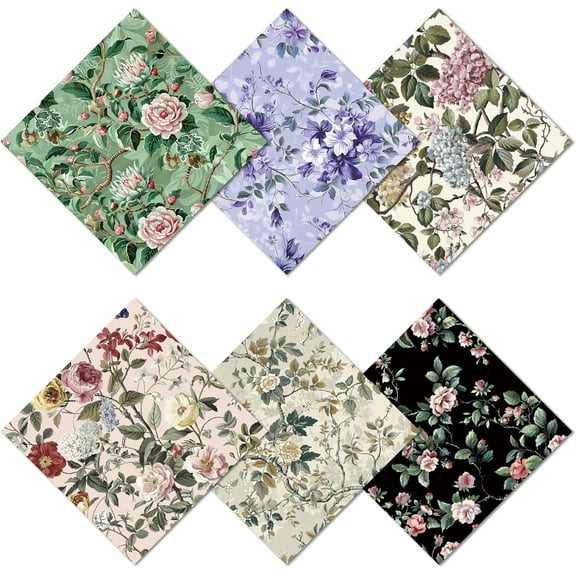 6 Packs Thickened Glasses Cleaning Cloth Vintage Flowers Vines Design Microfiber Cleaning Cloth Multi-Colored Eyeglass Cleaning Cloths Soft Wipes for Reusable Eyeglass Phone Screens 6x6in