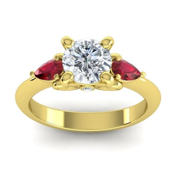 2.50 Carat Round Cut Natural Diamond Red Ruby Gemstone Unique Wedding Ring for Women Solid 14K Yellow Gold Size 7 by Diamond-Capitals