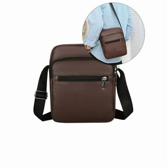 Yoloke Crossbody Bag for Men Shoulder Bag Mens Purse Satchel Leather Messenger Bag Gift Man(Brown)