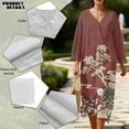 thumbnail image 5 of DISNIMO Tree Print Women's Maxi Dresses Loose V Neck Midi Dress Lightweight 3/4 Sleeve Dresses for Women Fashion Fall Dress, L, 5 of 6