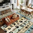 thumbnail image 5 of 4x6Ft Area Rugs Teal Brown Paw Prints Non-Skid Rubber Backing Large Rectangle Rugs - Living Room Bedroom Home Office, Vintage Farmhouse Wooden Grain Indoor Floor Mat Carpets Washable Rug, 5 of 9