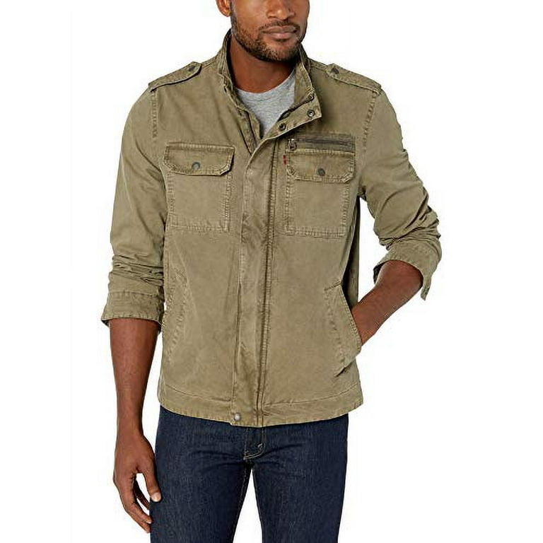 Levi s Men s Washed Cotton Two Pocket Military Jacket Standard and Big Tall Light Olive Unfilled Medium Walmart