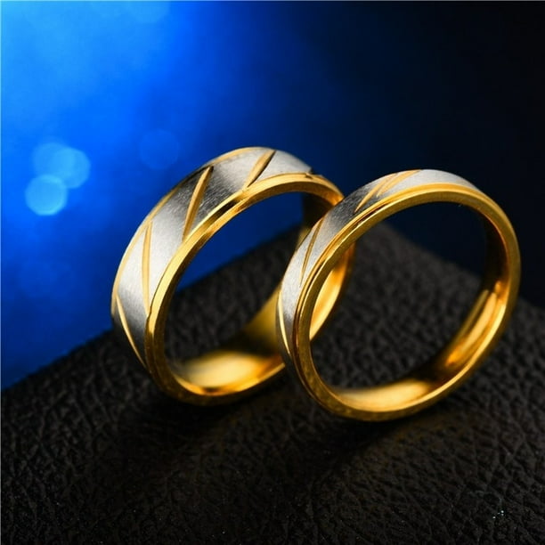Anillo de promesa de 4 6 mm de oro de 18 quilates a rayas de acero inoxidable para hombres y mujeres joyeria de anillos de boda para parejas de acero