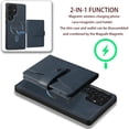 thumbnail image 4 of Detachable Magnetic Phone Cases Compatible with Samsung Galaxy S25 Ultra, Case with Card Holder, Support Magnetic Wireless Charger, Classic PU Leather Kickstand Wallet Phone Cover, Blue, 4 of 7