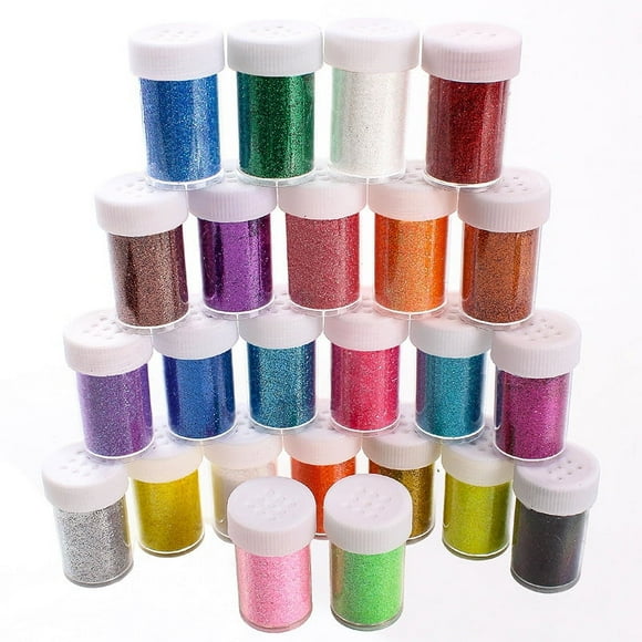 Ensemble de Paillettes Fines 20 g, 24 Pcs Bocaux à Secouer Scintillants pour Arts, Bricolage, Peinture, Scrapbooking, Slime Corporel, Fournitures pour Fêtes des Fêtes, Ensemble Assorti Multicolore