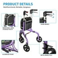 thumbnail image 3 of Planetwalk Premium 3 Wheel Walkers for Seniors - 8'' Wheel Ultra Lightweight Aluminum Folding Walker, Dark Purple, 3 of 7
