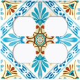 thumbnail image 3 of Metal Light Switch Plate Cover Fancy Teal Beige Tile Pattern TIL020, 3 of 13