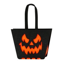 JoyMoreHome Halloween Trick or Treat Bucket Candy Bags, Pumpkin Face Candy Bucket, Portable Black Reusable Tote Bucket for Halloween Party Supplies