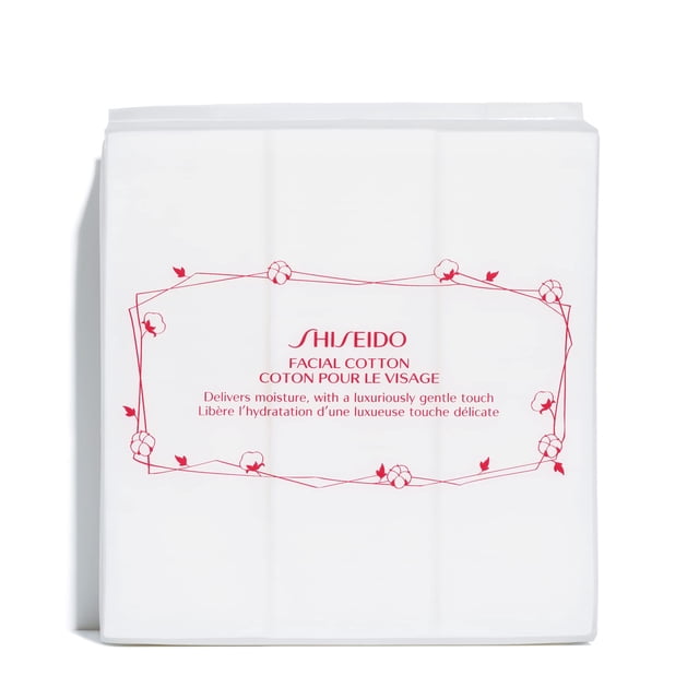 Almohadillas faciales de algodón Shiseido 165 cuadrados, 100% naturales, suaves