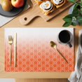 thumbnail image 2 of Orange Morocco Placemats Set of 6, Geometric Ombre Plaid Abstract Placemats for Dining Table, Place Mats for Kitchen Tabletop, Waterproof Wipeable Dining Table Mats Set, 2 of 9