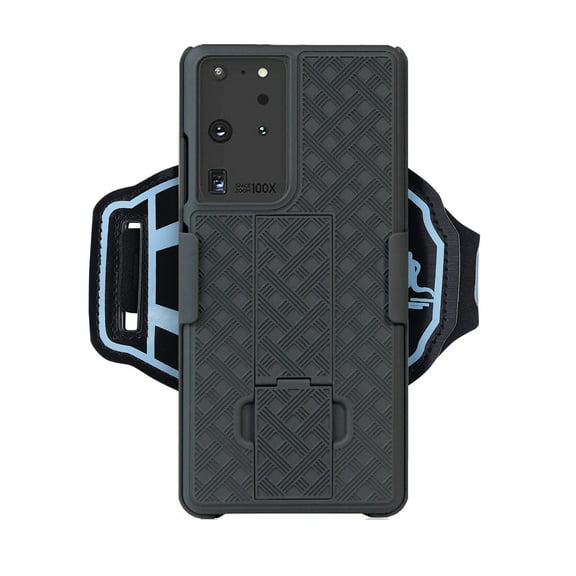 Dteck Galaxy S21 Ultra 5G Case, Full body Protection Hard Shockproof Combo Shell Case Front Cover with Built-in Kickstand   Wristband for Samsung Galaxy S21 Ultra 6.8 inch, Black