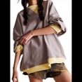 thumbnail image 1 of Sudaderas de Talla Grande para Mujer, Camisetas de Larga Extragrandes, Camisetas Casuales de Cuello Redondo con Bloques de Color, Camisetas Tipo Túnica. Gris M, 1 of 7