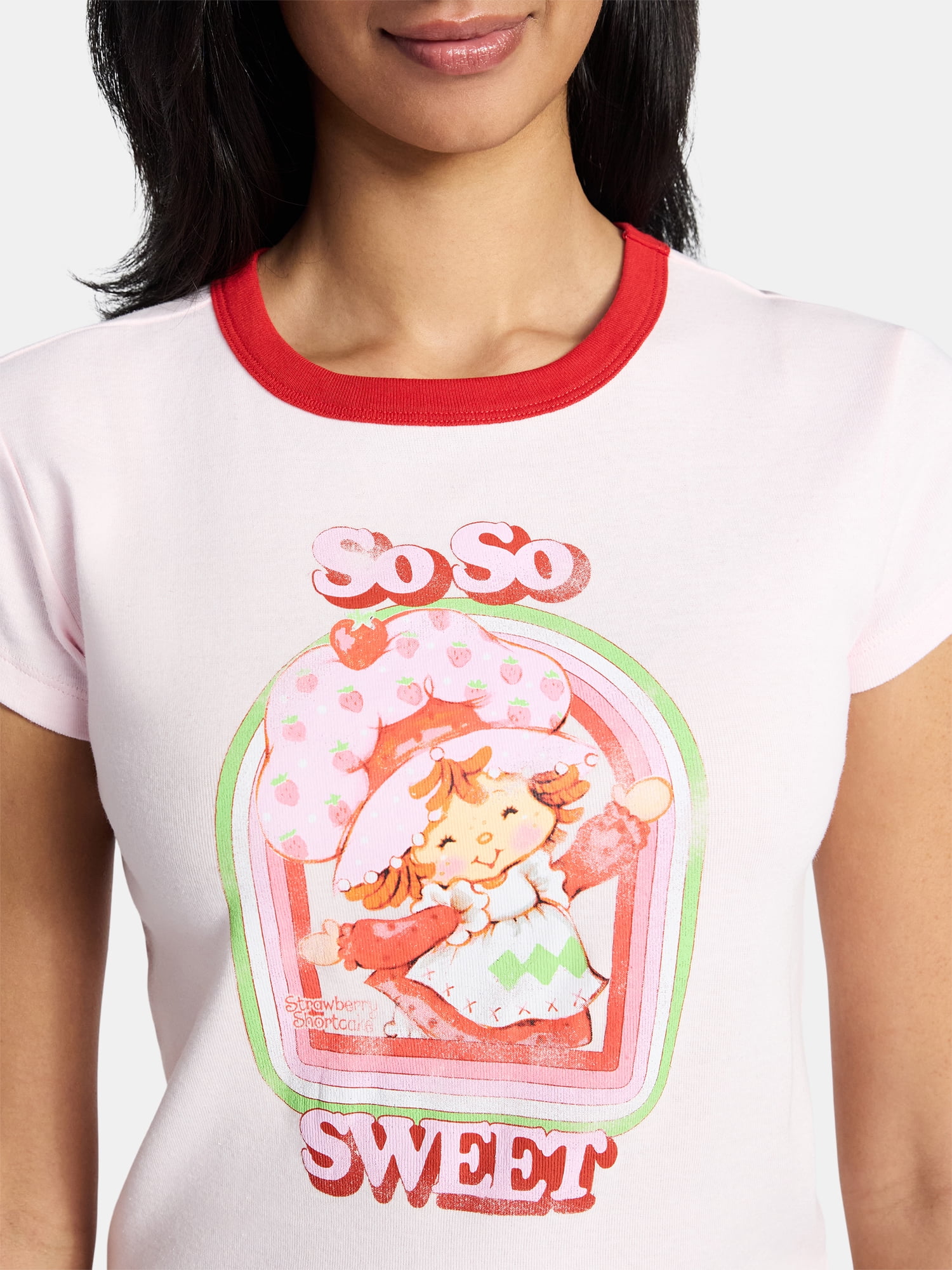 Strawberry Shortcake Women's So So Sweet Graphic Ringer Tee, Sizes XXS-XXL