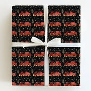 Christmas Fire Truck Snowflake and Tree Pattern Gift Wrapping Paper
