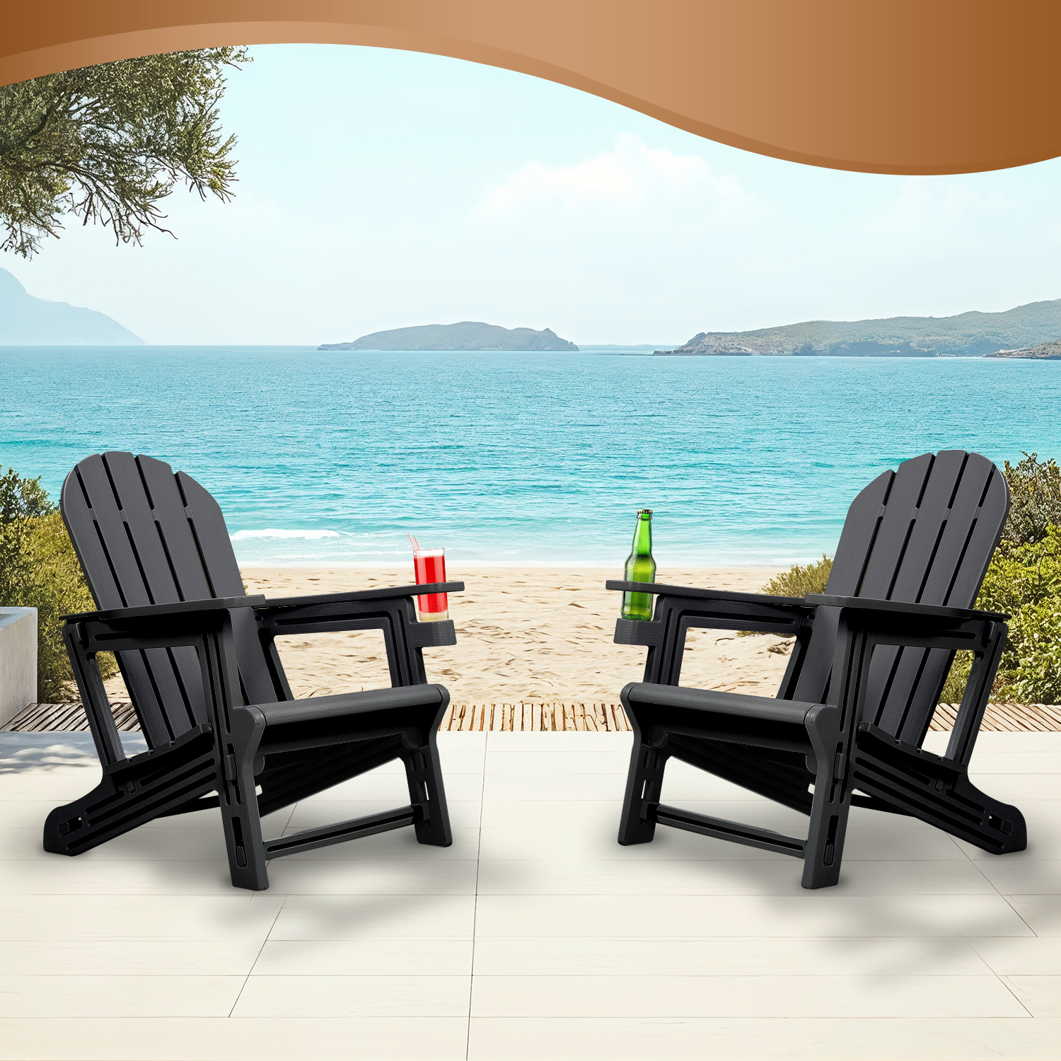 ENFIRE Adirondack Chair HDPE – Weather-Resistant, Tool-Free 5-Minute Assembly for Patio, Fire Pit, or Lawn Black
