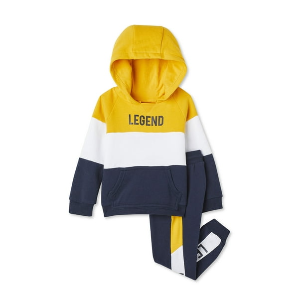 GEORGE - George Toddler Boy Colorblock Pullover Hoodie & Jogger Pants, 2pc Outfit Set - Walmart