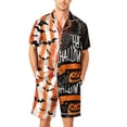 thumbnail image 3 of Delconic Men's Halloween Short Sleeve Button Down Pajama Set with Printed Top and Elastic Waist Shorts S to XXXXL for Homewear White 4XL, 3 of 4
