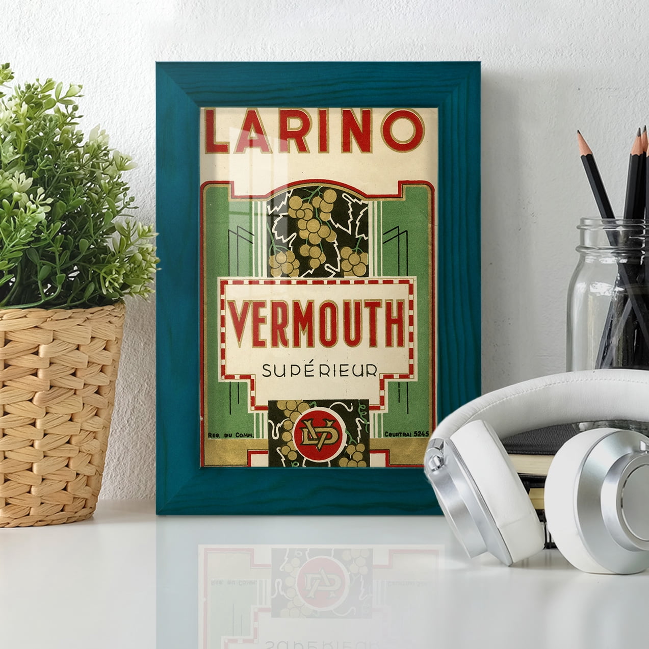 Larino Vermouth -Framed Print w/glass-Ocean Blue