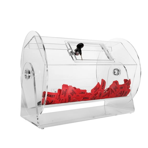GSE Raffle Drum, Professional Raffle Ticket Spinning Drum,Acrylic Wheel Spinner Lottery Machine - Available in Small, Medium, Large Size (Small - Holds 2,000 Tickets)