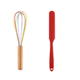 thumbnail image 1 of Juego de mini utensilios de cocina de 2 piezas: utensilios de cocina de silicona con mangos de madera, 1 of 5