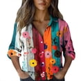 thumbnail image 2 of Sexlip Women's Long Sleeve Casual Button-Up Shirt Loose Fit Vintage Print Stylish Blouse Soft Comfortable Top Suitable for Daily Wear Work Party Events Multicolor XXXXXL, 2 of 6