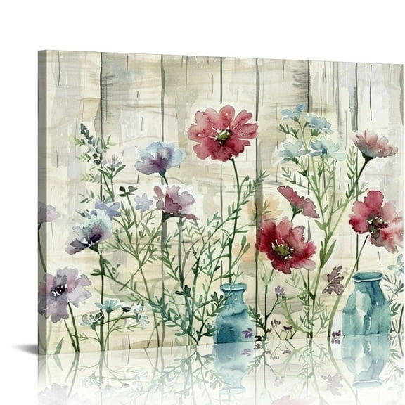 JRXY Farmhouse Decor Canvas Wall Art Rustic Wall Decor living room large size wall art Flower Theme Painting Vintage Wall Art Picture Artwork Wood Framed Wall Art Easy to Hang picture 1
